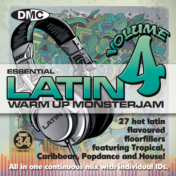 DMC LATIN WARM UP MONSTERJAM Volume 4 - 27 Hot Latin floorfillers featuring Tropical, Caribbean &amp; Reggaeton in one essential mix.  DJ friendly mix with individual ids.