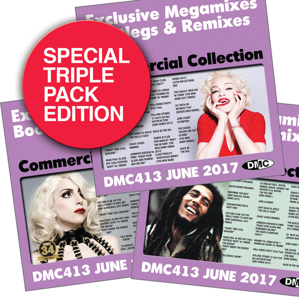 DMC Commercial Collection 413 - TRIPLE PACK - June 2017 Release -  Exclusive... Megamixes Remixes Two Trackers