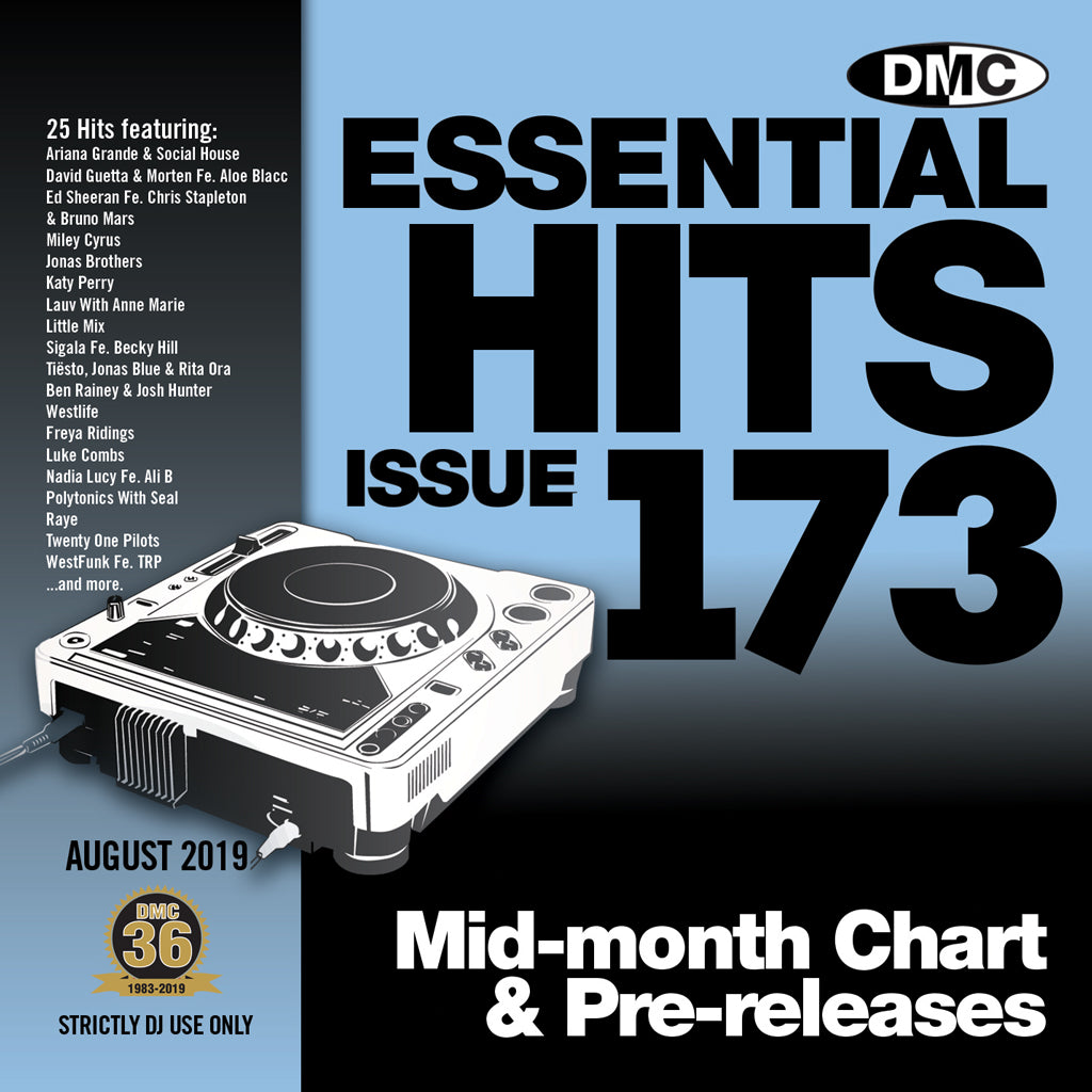 ESSENTIAL HITS 173 (Unmixed) - Essential chart & pre-releases for djs - August 2019