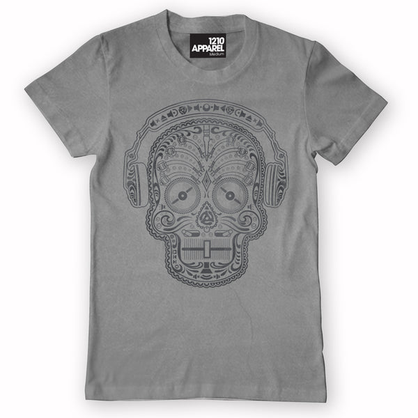 Skull & Phones DJ T-shirt in Grey