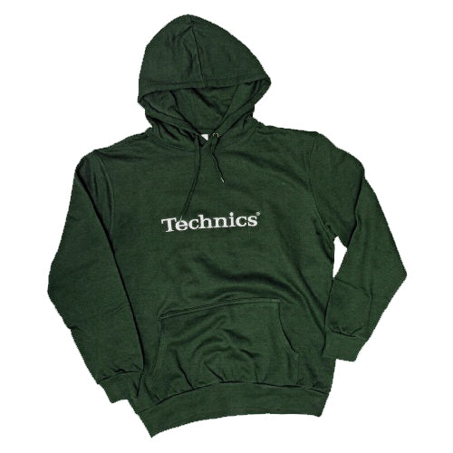 Technics Green Hoody with silver embroidered logo