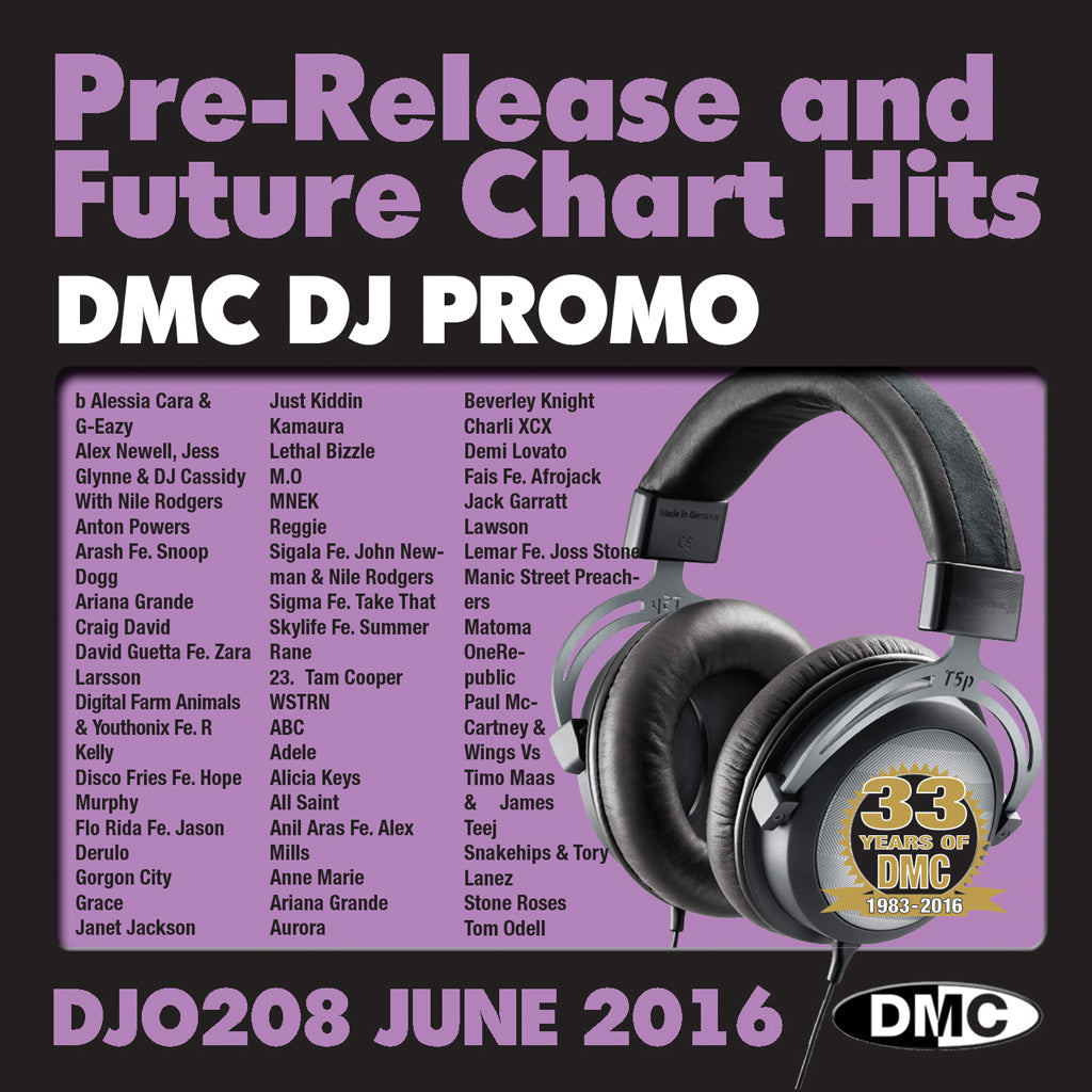 DMC DJ Promo 208 - DOUBLE CD of Pre-Releases and future Chart Hits -  June 2016 Release