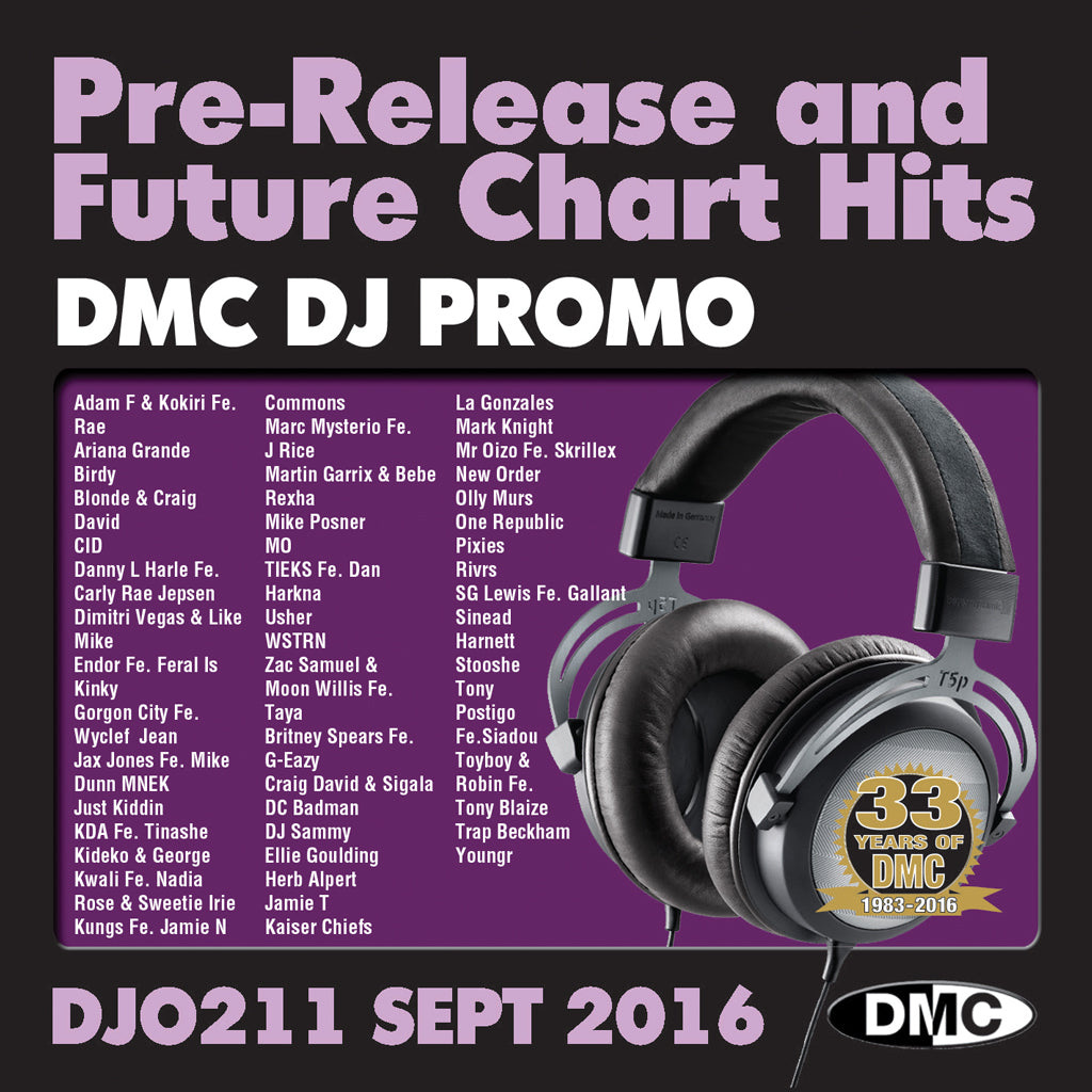 DMC DJ Promo 211 - DOUBLE CD of Pre-Releases and future Chart Hits -  September 2016 Release