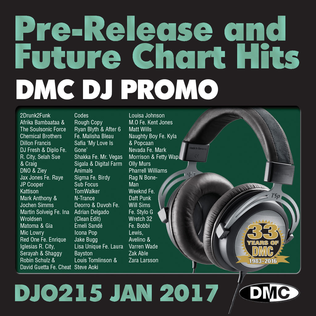 DMC DJ Promo 215 - DOUBLE CD of Pre-Releases and future Chart Hits -  January  2017 Release