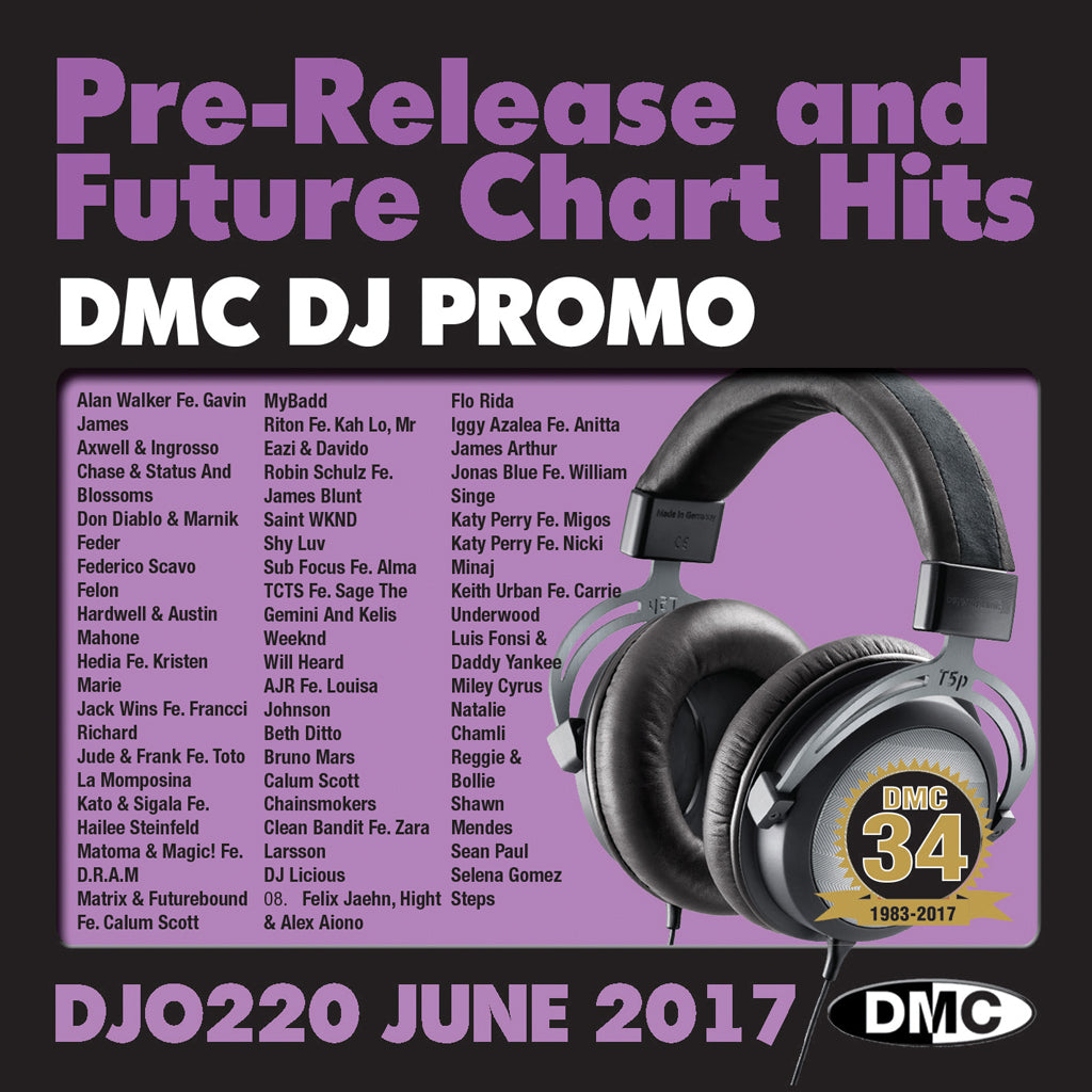 DMC DJ Promo 220 - DOUBLE CD of Pre-Releases and future Chart Hits -  June  2017 Release