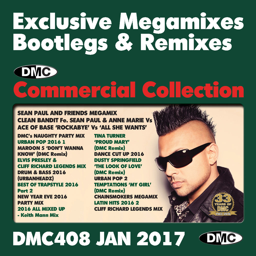 DMC COMMERCIAL COLLECTION 408 - January 2017 Release -  Exclusive... Megamixes Remixes Two Trackers