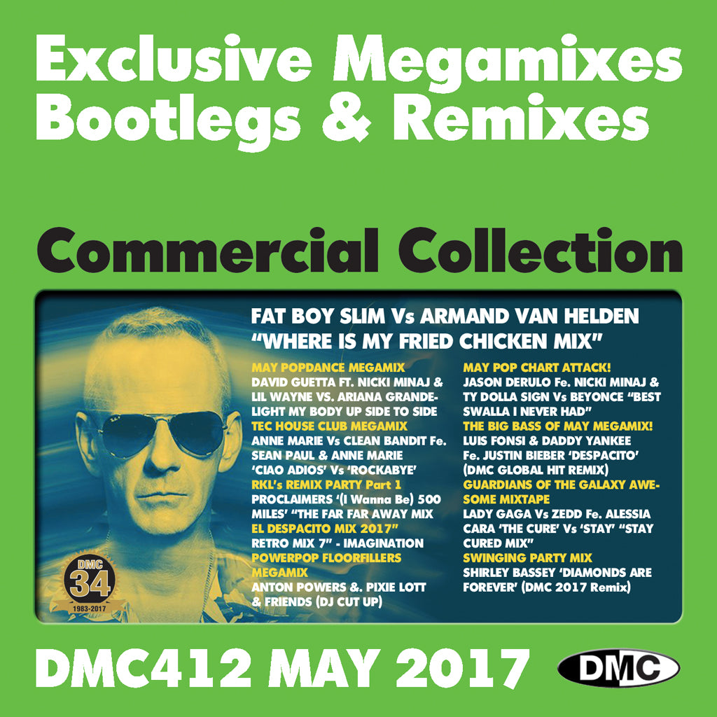 DMC COMMERCIAL COLLECTION 412 - May 2017 Release -  Exclusive... Megamixes Remixes Two Trackers