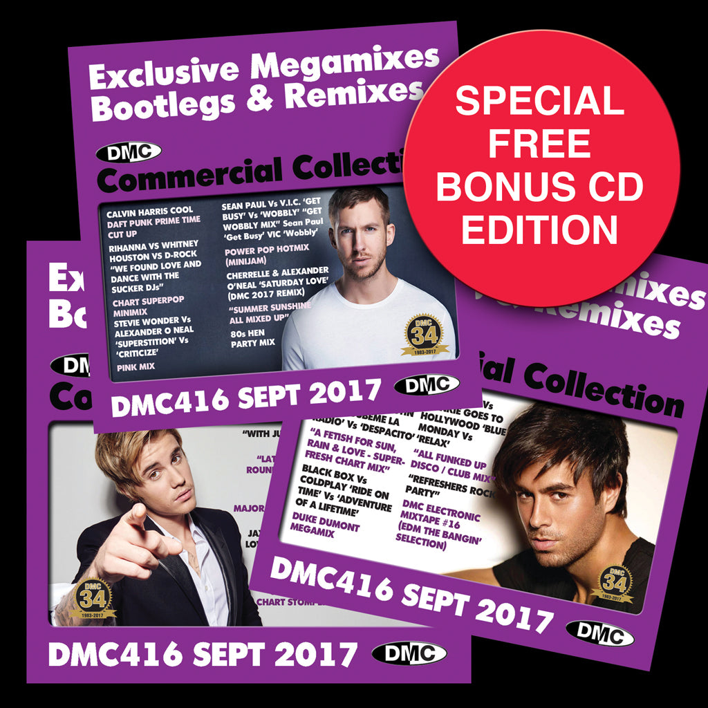 DMC Commercial Collection 416  - September 2017 Release -  3 x CD special bonus disc edition - Exclusive... Megamixes Remixes Two Trackers