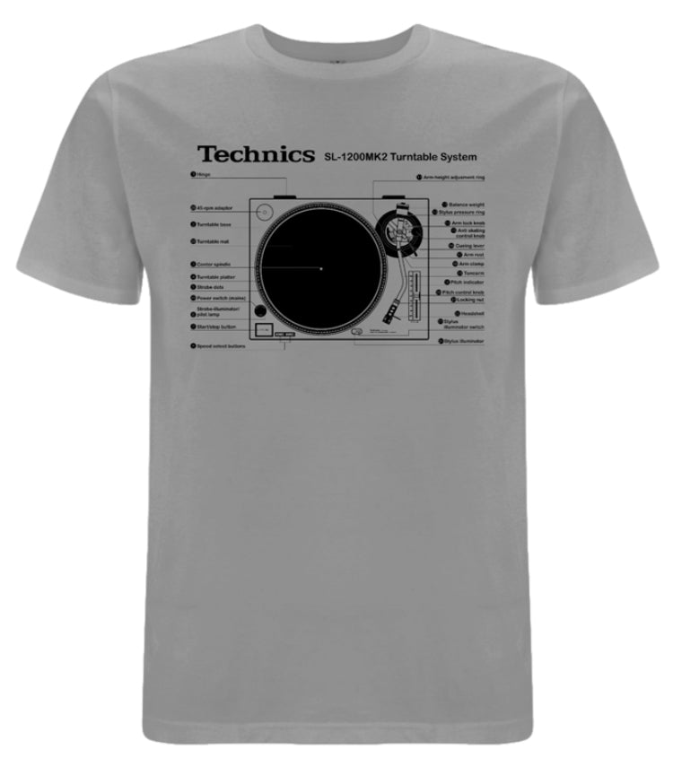 Technics SL-1200MK2 T-shirt (Grey /Black print)