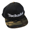 Technics 3d Snapback Cap Black and Jungle Camo